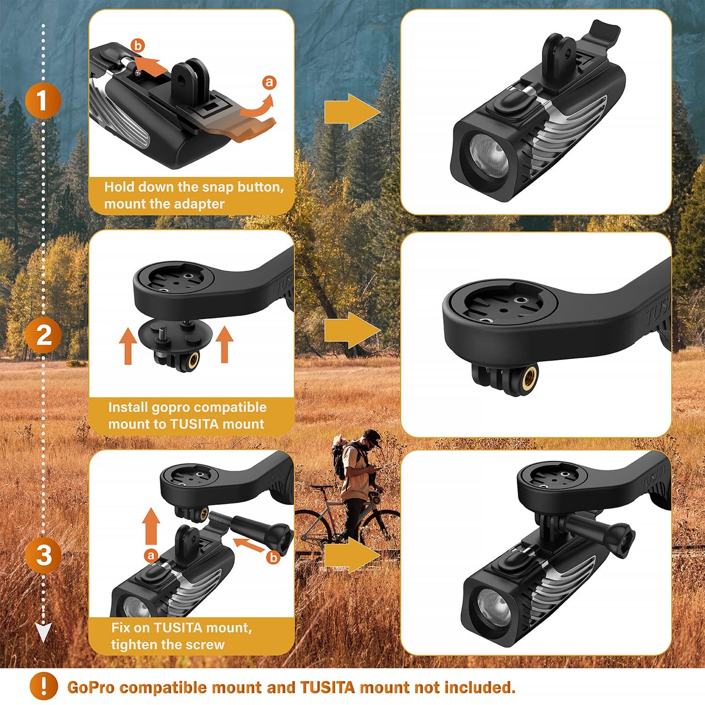 TUSITA Mount Adapter Compatible with Niterider Lumina,Lumina Micro, Mako Series Bike Headlight