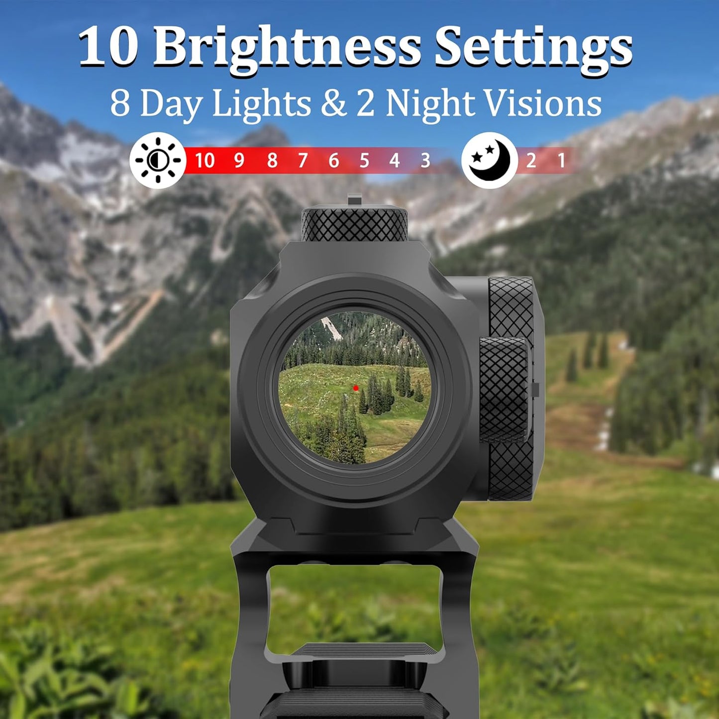 Red Dot Sight - Shake Awake 2 MOA Tactical Rifle Scope with 10 Brightness Settings | Compact 1X20mm Optics