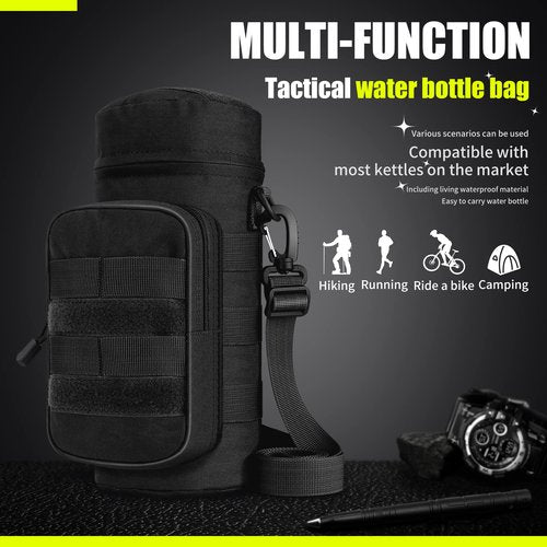 IronSeals Tactical Molle Water Bottle Holder Pouch Hydration Carrier Bag with Detachable Shoulder Strap