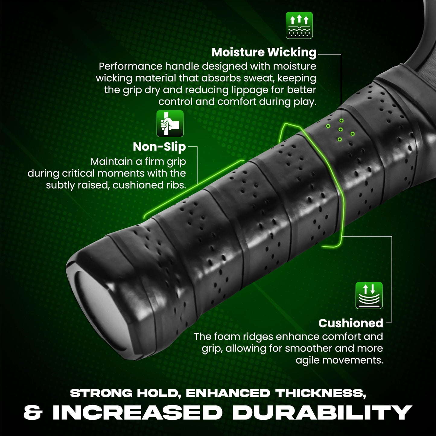 Pickleball Paddles Set of 2, Reinforced T700 Raw Carbon Fiber Paddles with High Texture Surface and Perforated Comfort Grip, Honeycomb Polypropylene Core, 4 Durable Pickleballs & Carry Bag.