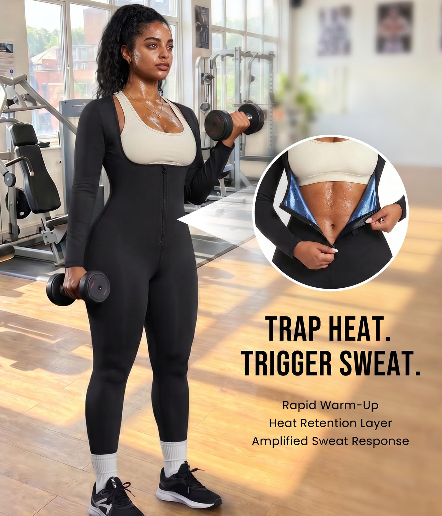 Junlan Full Body Sauna Suit for Women Waist Trainers for Women Belly Fat
