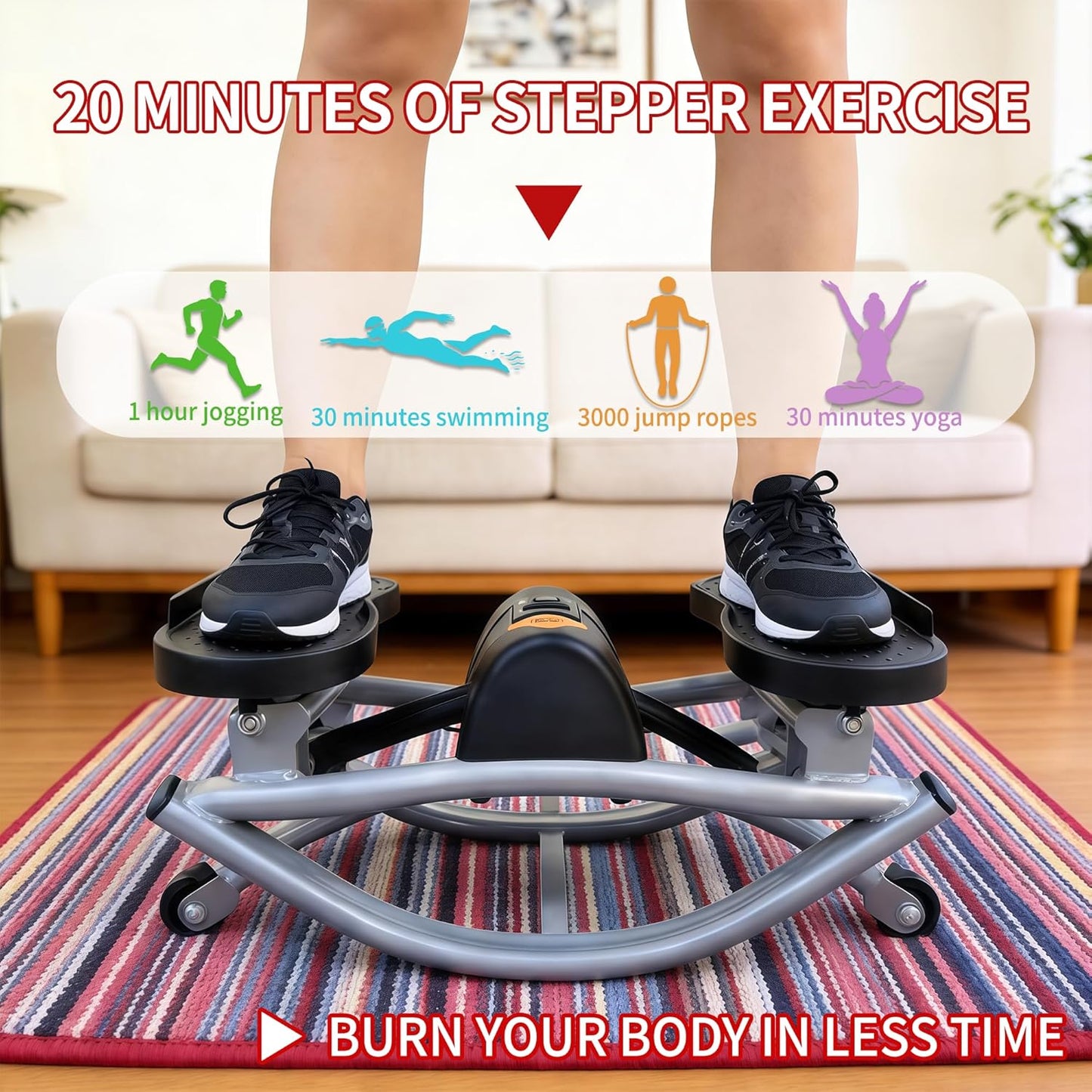 Rock Stepper Lateral Workout Machine - Low Impact & Quiet Exercise Equipment, 330LBS Capacity with Resistance Bands & Non-Slip Mat