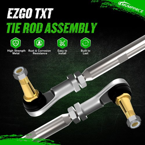 Golf Cart Tie Rod Assembly Fits EZGO Gas & Electric Golf Carts Years 2001-Up, EZGO TXT Tie Rod and End (Left and Right) Durable Aluminum Alloy, OEM# 70876-G02 70902-G01 70902-G02 01069-G01 01069-G02