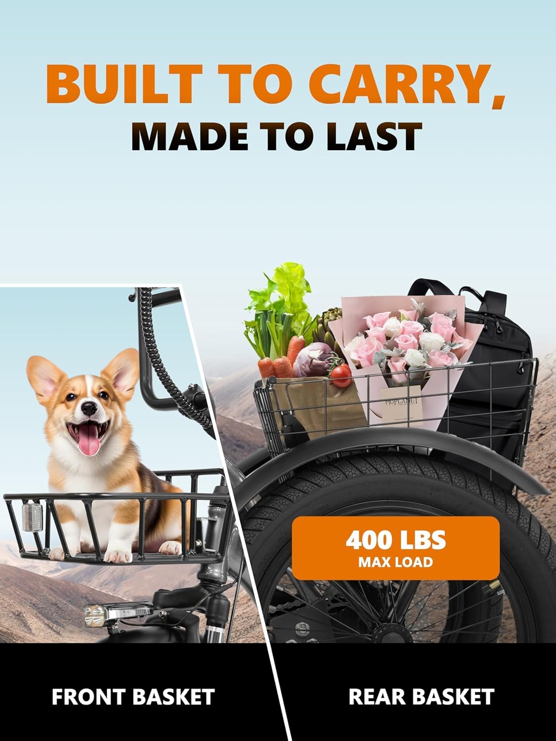 T300 Electric Trike Bike - 1200W Motor, 624Wh Battery, 18x3.0 Fat Tires | Foldable 3-Wheel E-Bike for Up to 65 Miles