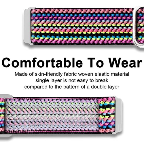 Lamshaw Compatible with iTouch Sport 4 / Sport 3 / AIR 3 40MM Smartwatch Bands, 20mm Stretch Elastics Nylon Adjustable Replacement Strap for Men & Women (Aztec Style Rainbow)