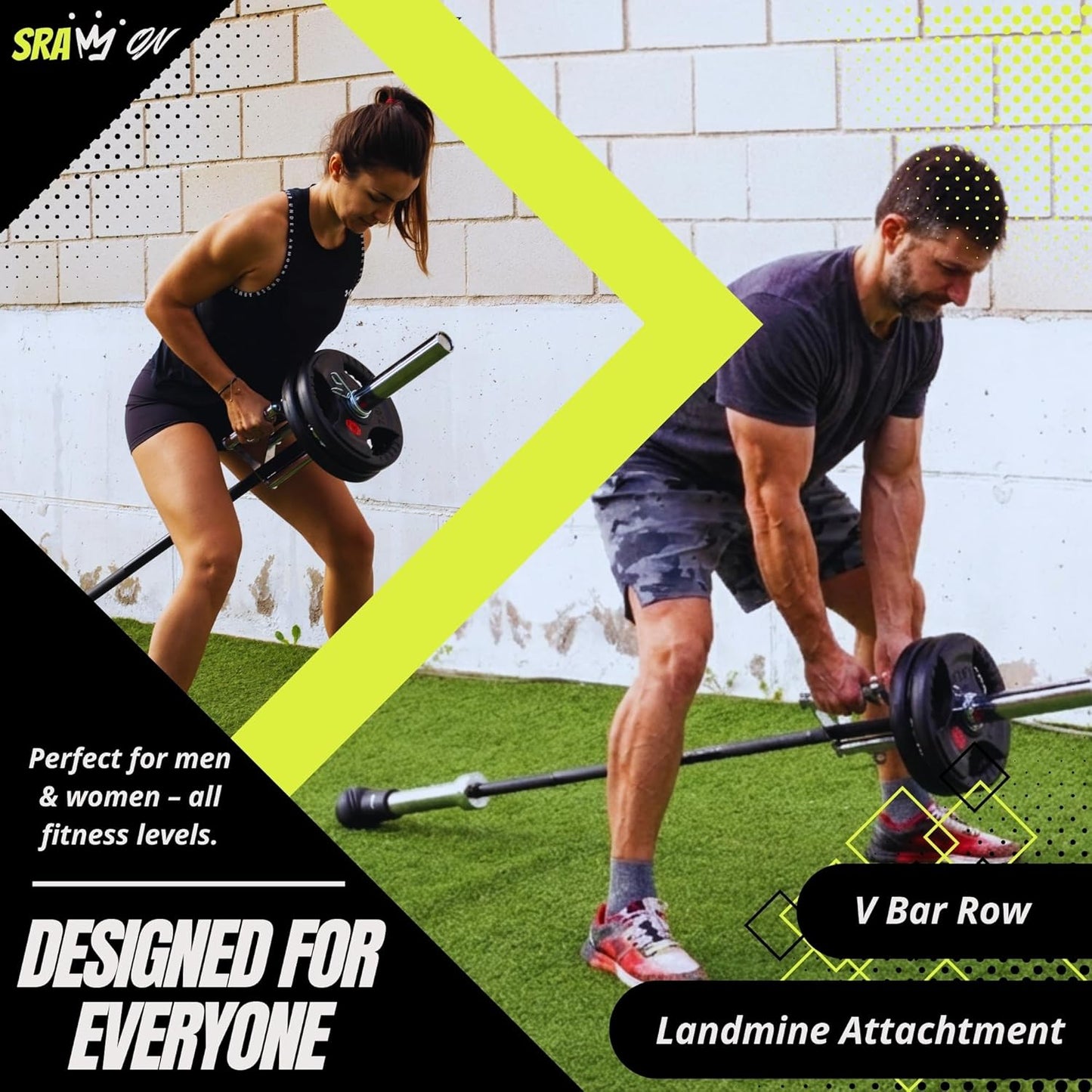 V Bar Attachment | Landmine Handle & T Bar Row Attachment - Durable Steel, USA Patented