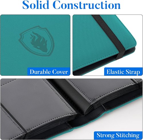 Fabmaker Premium 9 Pocket Card Binder - Sturdy Trading Card Album for 540 Cards | Turquoise Color