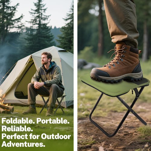HGEKLIZV Portable Stool, Small Folding Stool for Adults, Ultralight Camping Stools for Hiking and Fishing (Green)