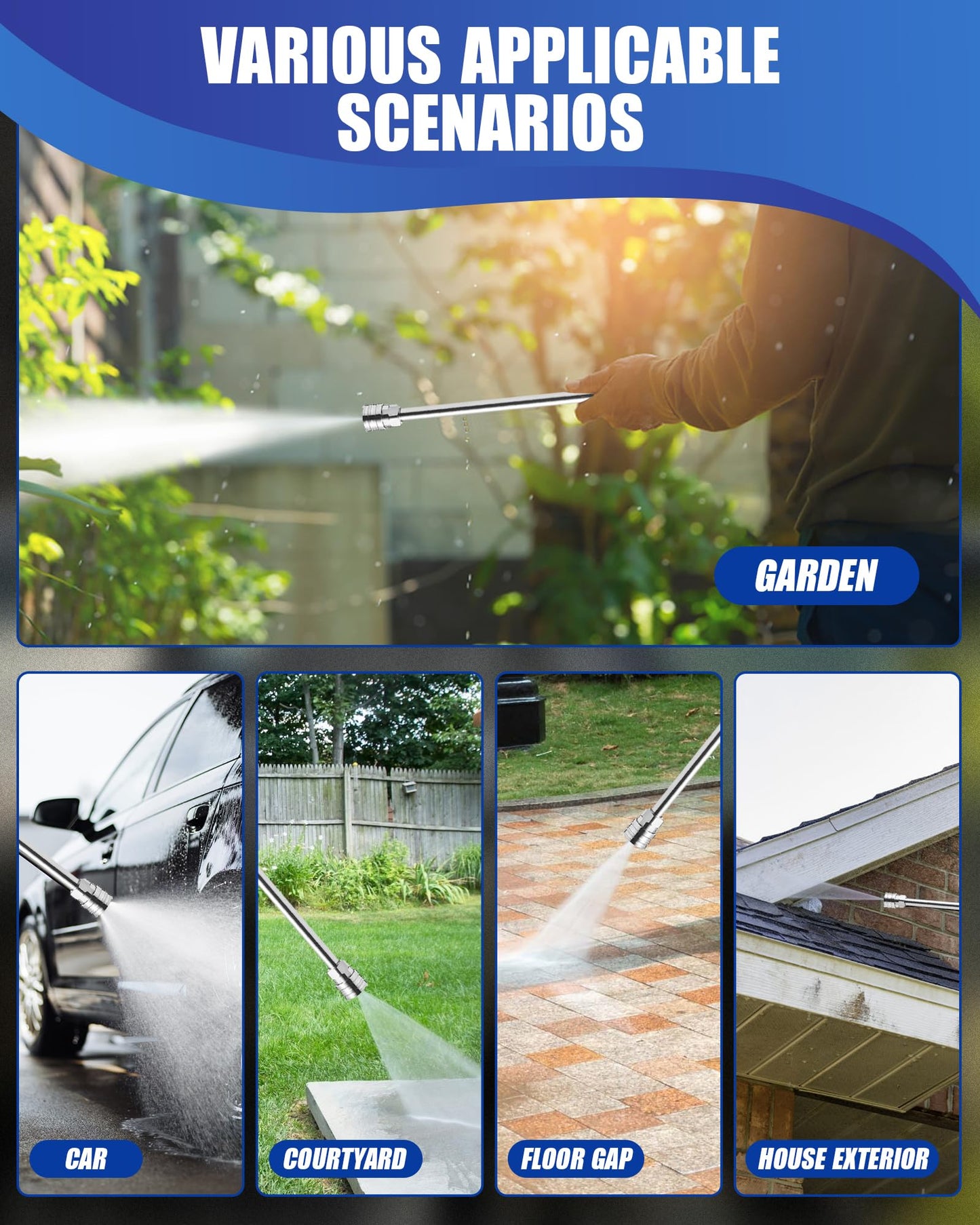 DANCINGBOAR Pressure Washer Extension Wand, 17 Inch Stainless Steel power washer extension wand with 1/4" Quick Connect, Compatible with Foam Cannon for Car Wash and Gutter (2 Pack)