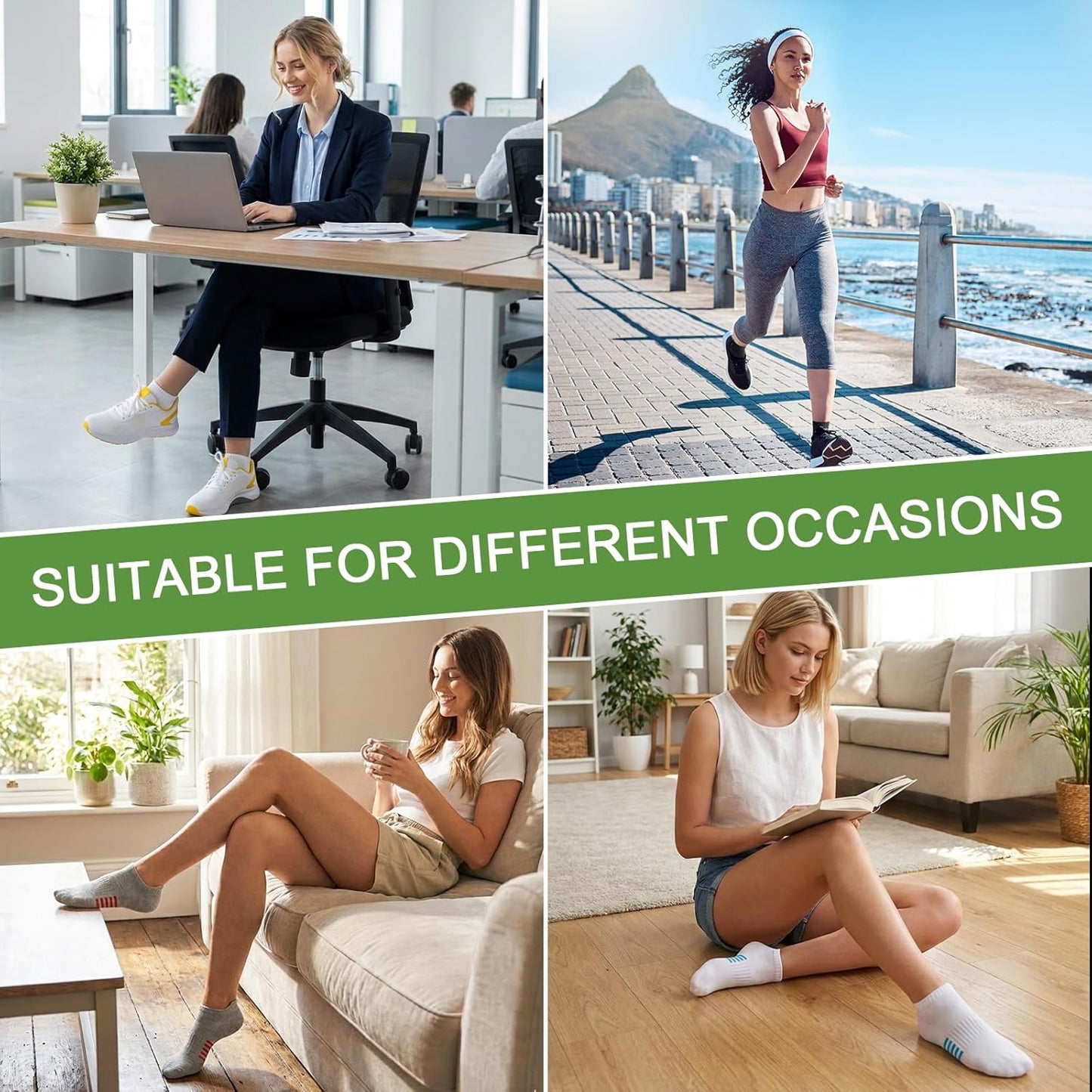 Skiennix Ankle Socks for Women - 12 Pairs Bamboo Viscose, Breathable & Moisture-Wicking, Low Cut