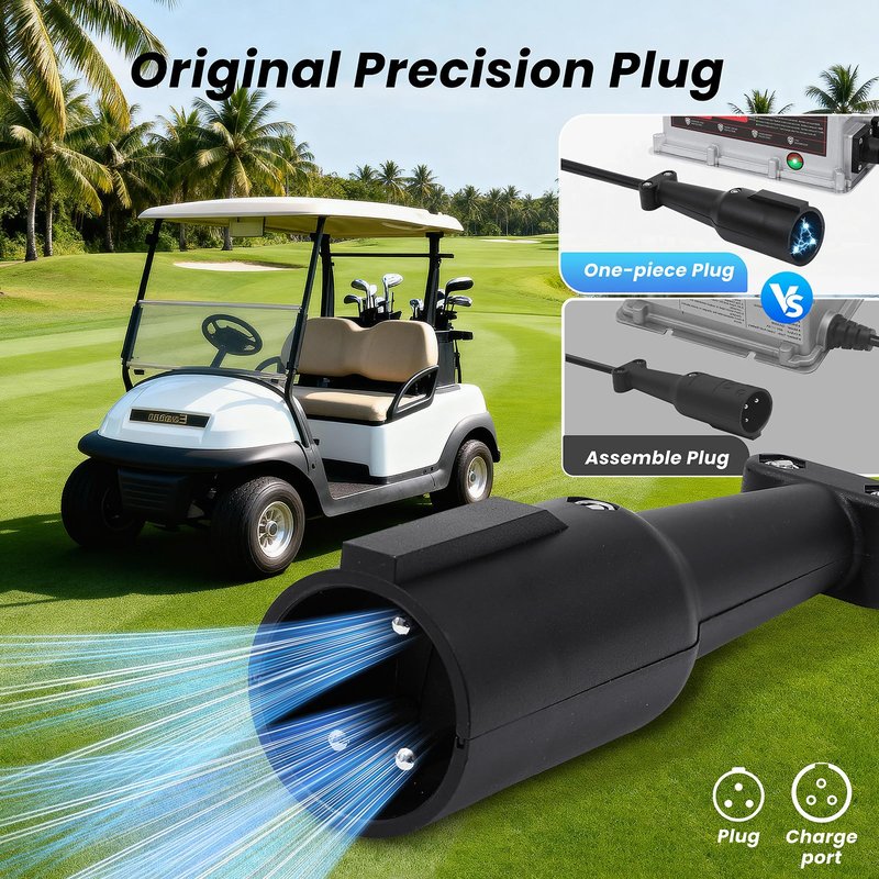 DUKVI 48V 15A Golf Cart Battery Charger for Club Car 3-Pin Round Plug,Smart Charger for Lead Acid Battery, IP67 Waterproof, Multi-Protection