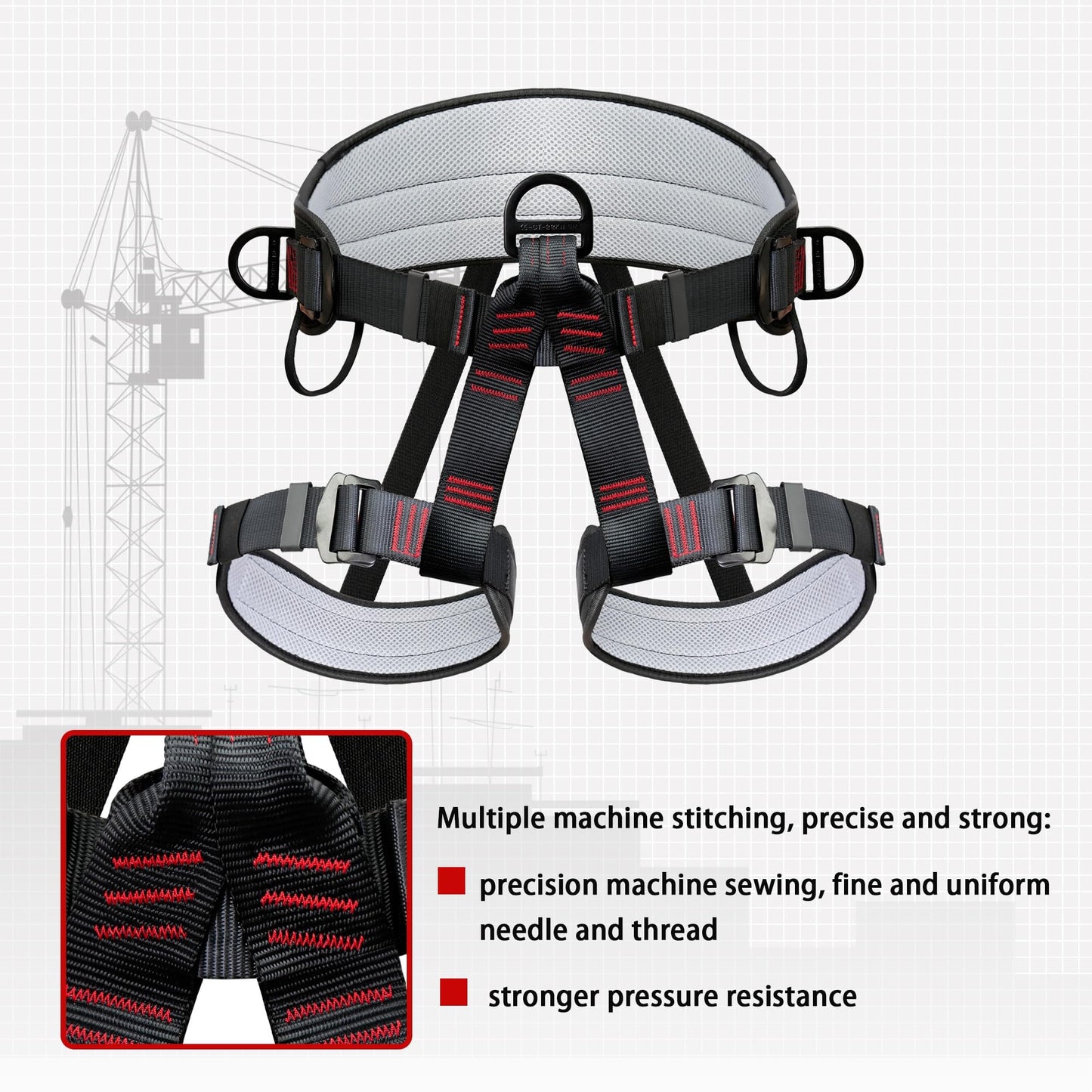 DIJJIG Climbing Belts, Thicken Professional Half Body Safety Belt Climbing Gear for Tree Climbing, Fire Rescue, Roofing