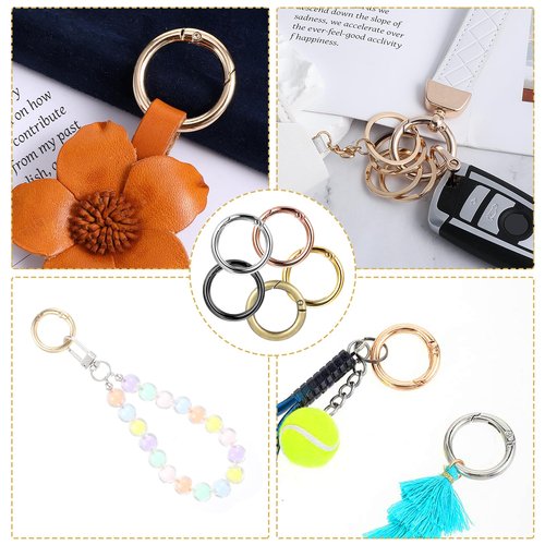 50 Pcs Spring O Rings Round Carabiner Snap Clip, 27MM Zinc Alloy Spring Round Keychain Key Ring Clips, Metal O Ring for Key Chains, Bag, Purse, Handbag and Craft DIY Accessories