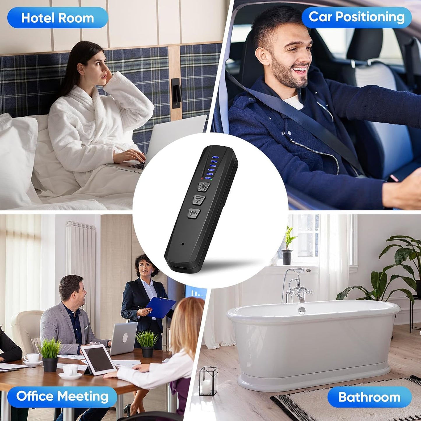 AI Bug Detector & Hidden Camera Finder - Rechargeable RF WiFi Signal Scanner for Travel, Office & Home