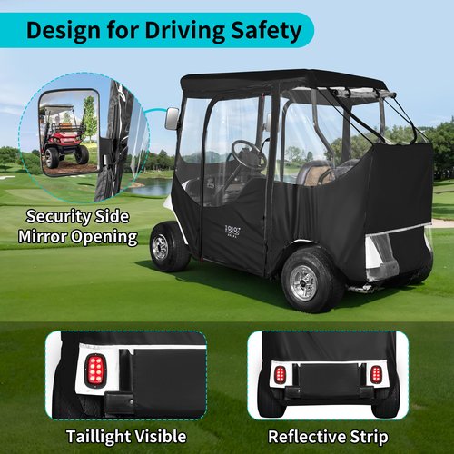 10L0L 2 Passenger Golf Cart Driving Enclosure for EZGO TXT and RXV Model, 4-Sided Clear Window 600D Rain Cover All Weather Windproof Waterproof