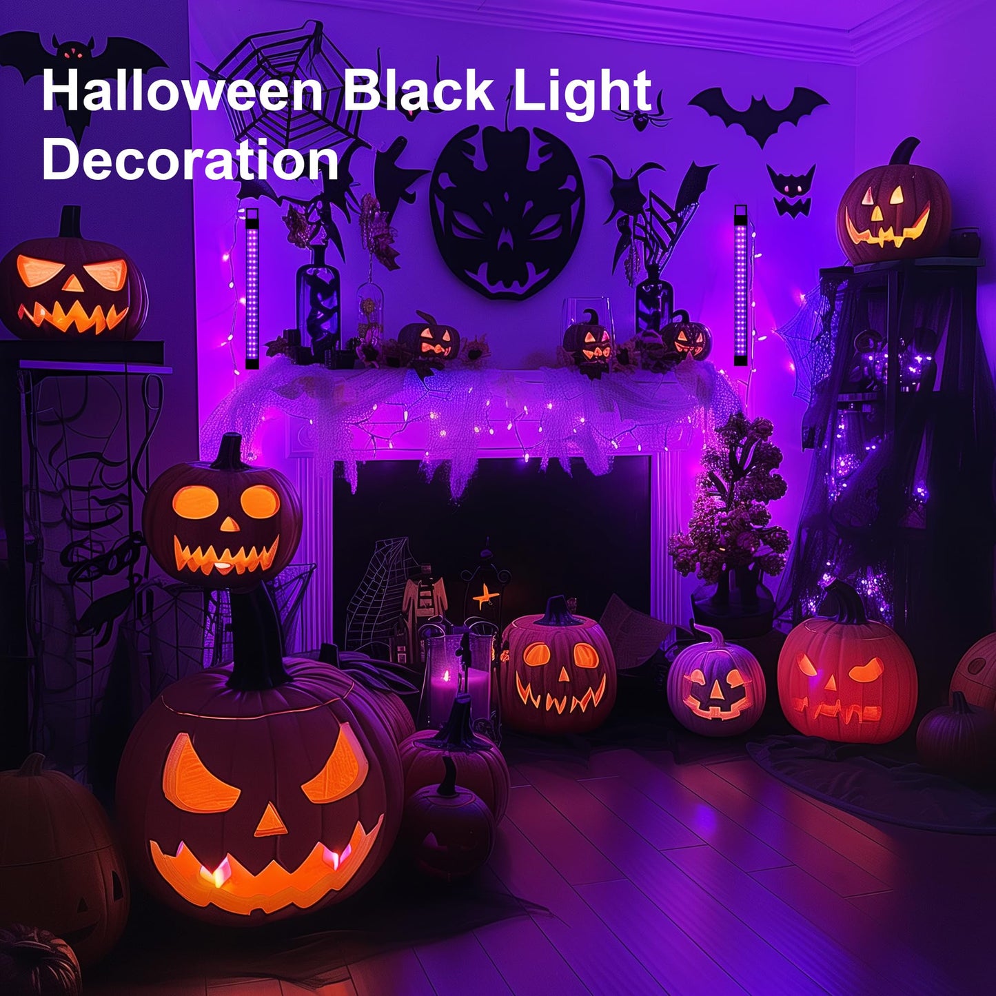 2 Pack Rechargeable LED Black Light Bar, 10W Battery Operated Black Lights, Cordless Black Light Strip, Portable Blacklight for Bedroom Tapestry Poster Glow Party