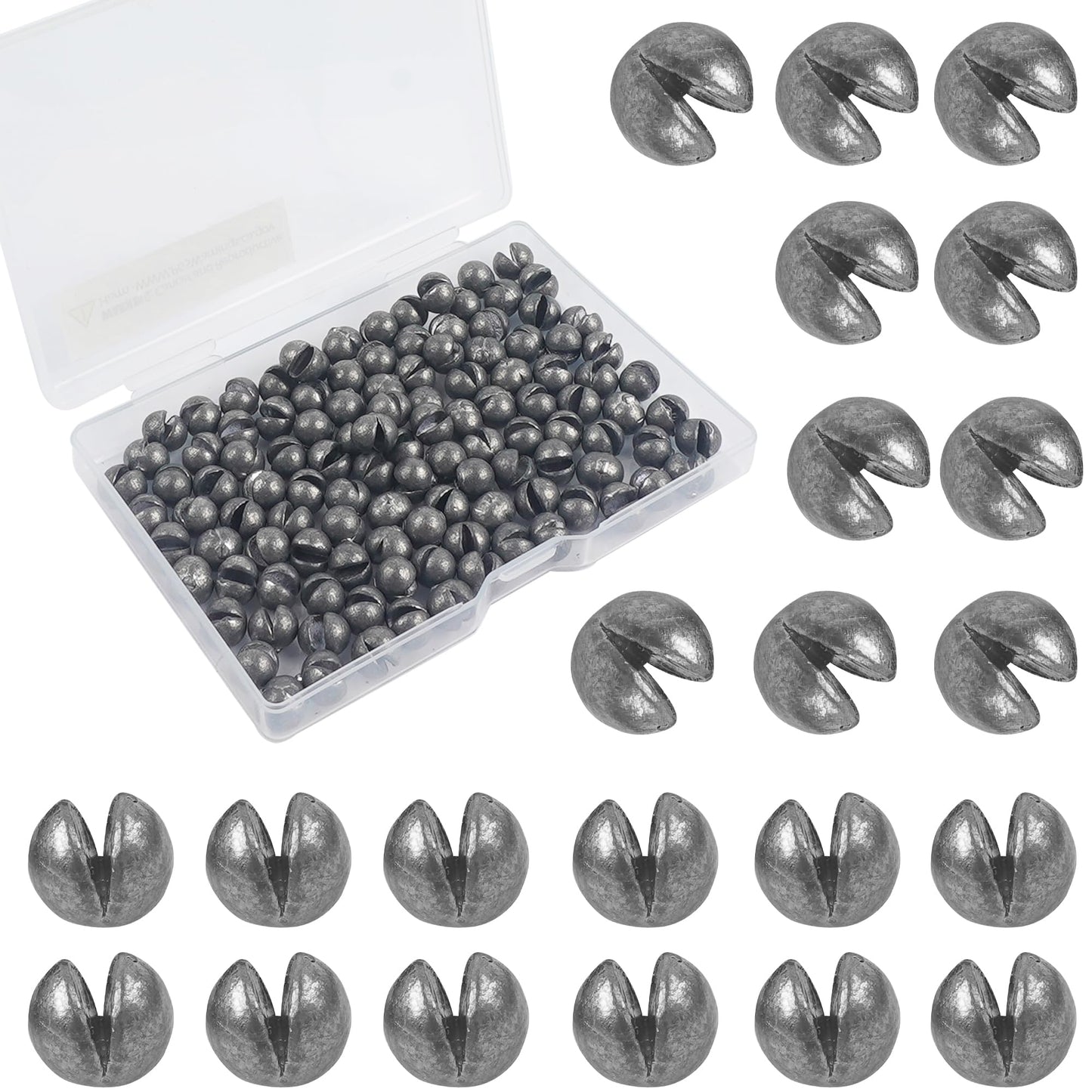 Removable Split Shot Weights Fishing Weight Sinker Slip On Fly Fishing Line Sinkers Freshwater Saltwater Round Lead Sinking Egg Sinkers Fishing Drop Shot Sinker Fish Tackle 1.8g 60pcs