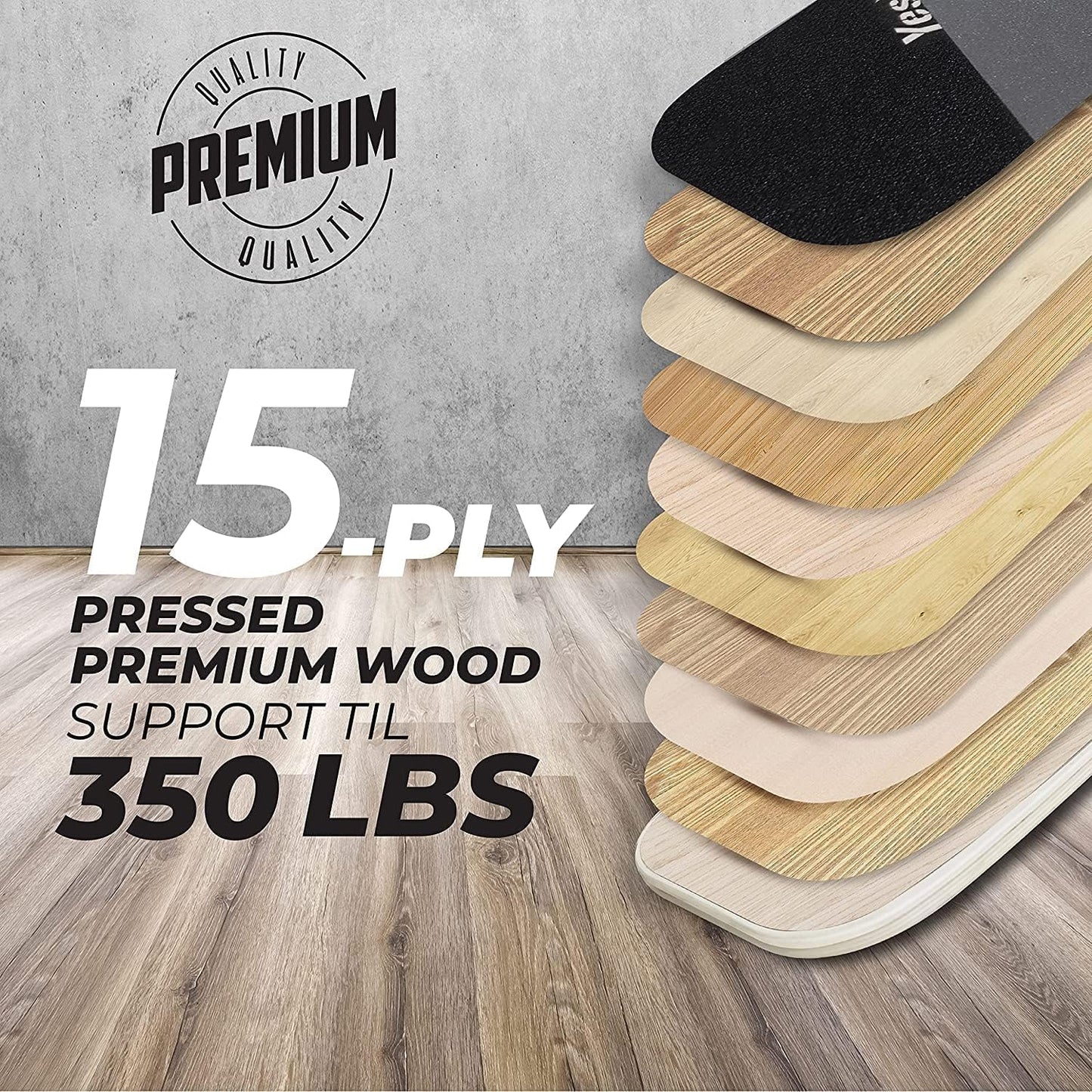 Yes4All Balance Board - Surf Trainer for Core Strength & Balance Control | Adjustable Stoppers