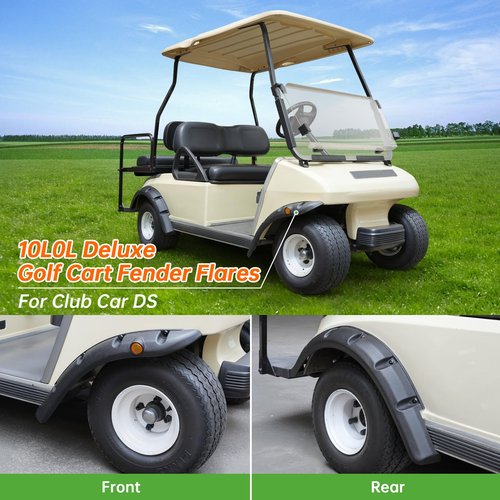 10L0L Golf Cart Front Rear Fender Flares for Club Car DS 1993-up Gas & Electric, with Stainless Steel Screws, Set of 4(Not Fit Modified Models)