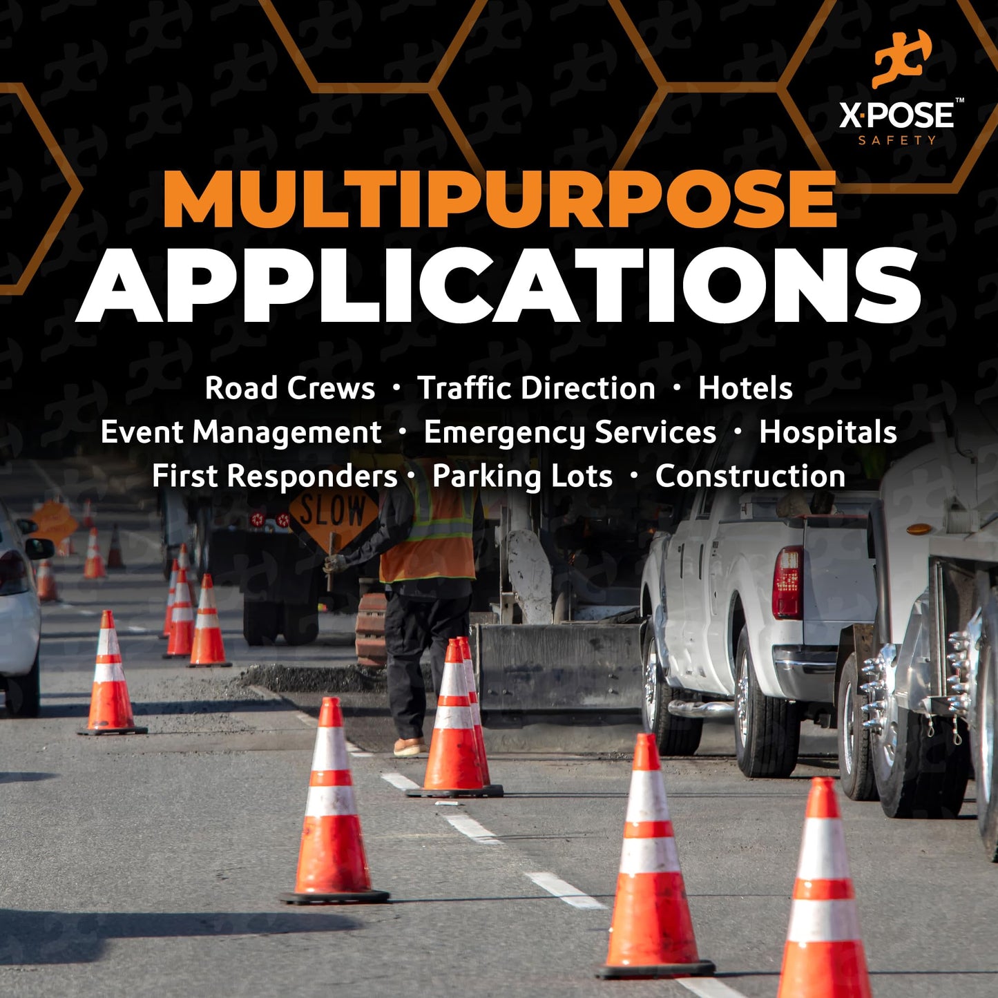 White+Hip Reflector Tape Cone Collar Set for Orange Traffic Cones - 20 Pack - 4 Inch and 6 Inch Collars for Wide Body Safety Cones 36 Inch Height – High Visibility Reflective Tape Stickers