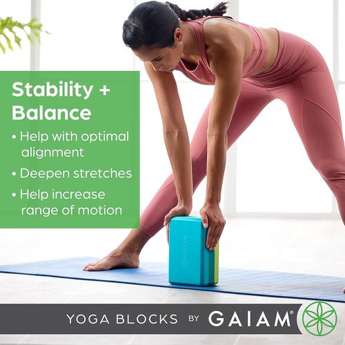 Gaiam Yoga Block - Supportive Latex-Free EVA Foam - Soft Non-Slip Surface & Beveled Edges