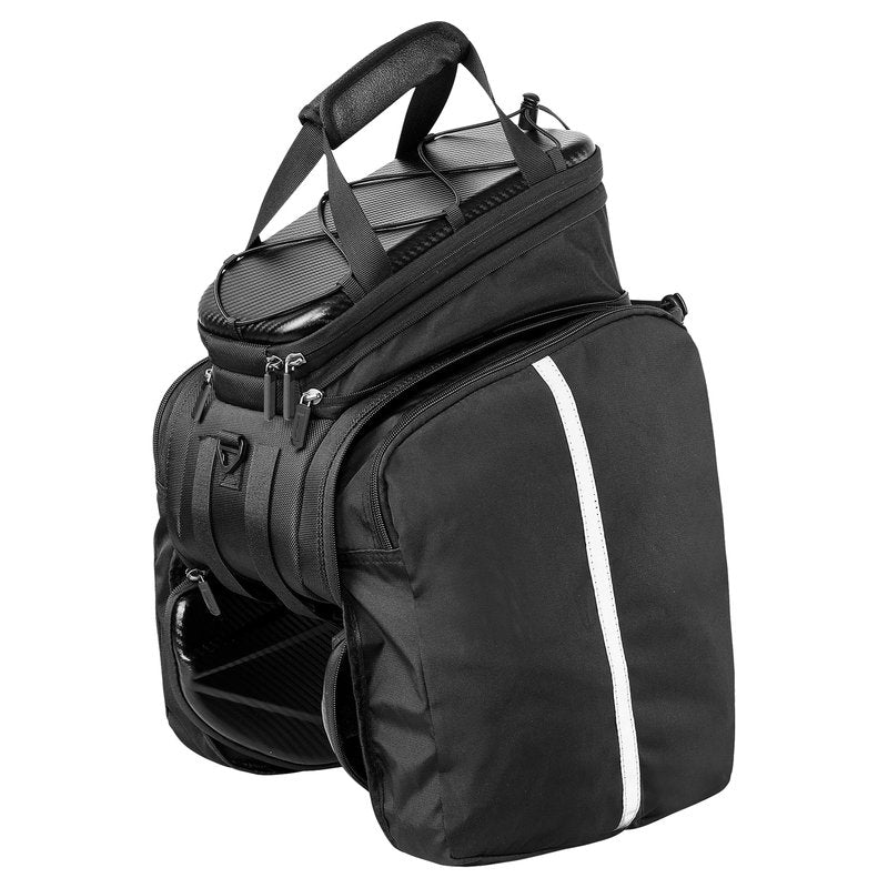 METACHOICE Bike Trunk Bag 17L-35L Expandable, Hard Shell Bike Pannier Bag with Fold-out Pockets, Rear Rack Commuter Bag for 14 Inch Laptop & Groceries, Includes Rain Cover