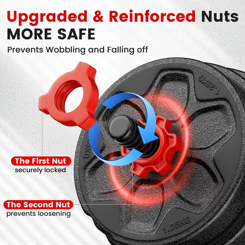 BDSHE Adjustable Dumbbell Set, 45lbs Free Weight Set with Upgraded Nut,4 in1 Dumbbells Set Used as Barbell, Kettlebells, Push up Stand, Weight Set for Home Gym Suitable Men/Women
