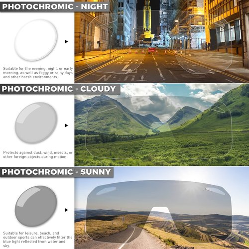 KAPVOE Photochromic Cycling Glasses for Men Women Mountain Bike Sunglasses Anti-fog Sunglasses for Outdoor K62