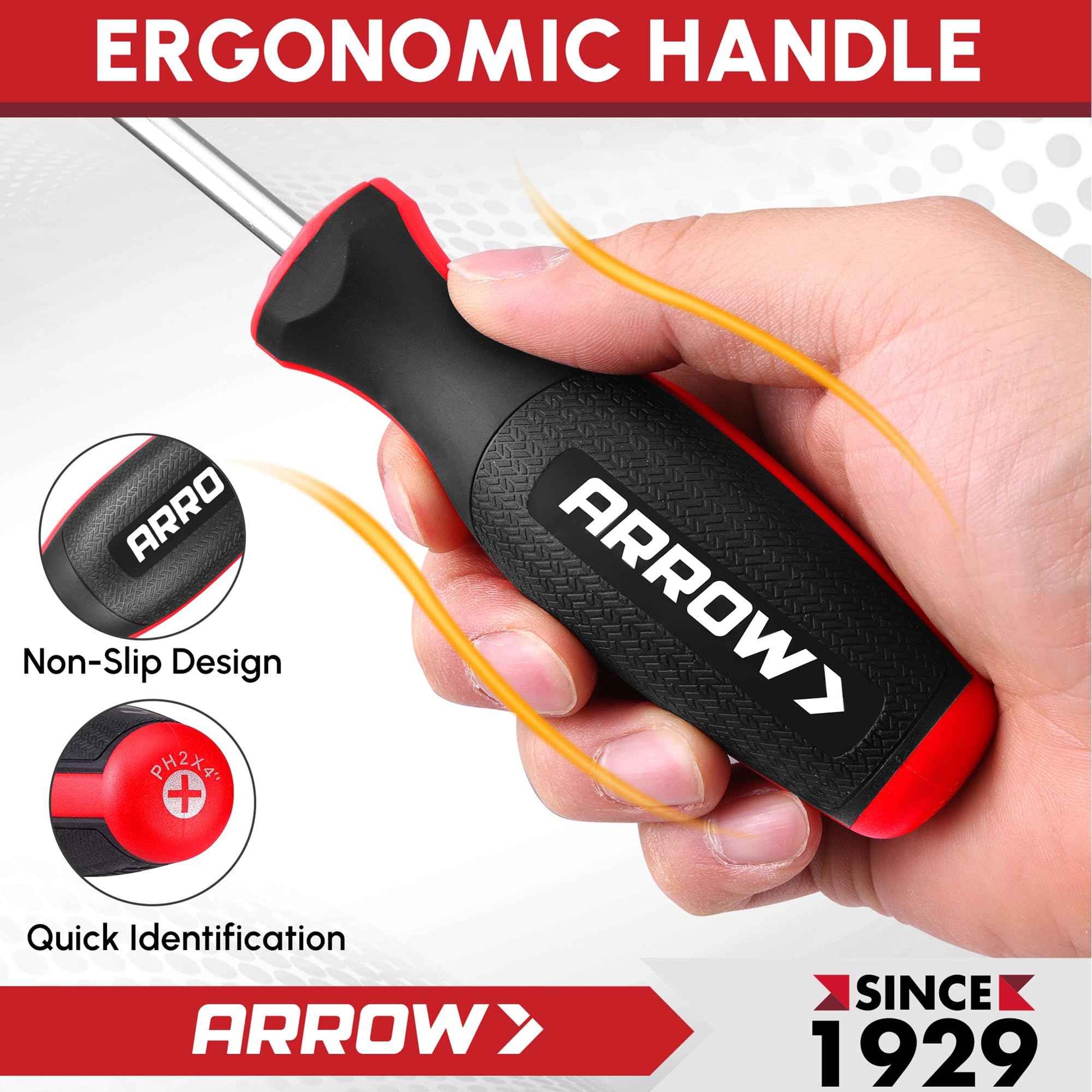 ARROW 6-Piece Magnetic Screwdriver and Magnetizer/Demagnetizer Set, Premium Cr-V Steel Screwdriver Set with Non-Slip Cushion Grip, Magnetic Phillips and Flathead Tips, for Home Improvement