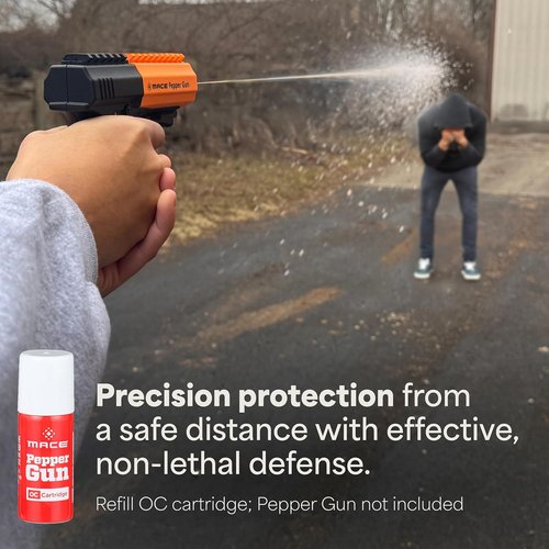 Mace Pepper Spray - Max Police Strength OC & Water Training Cartridge Set | Long Range Protection Up to 25 Feet, 0.99oz Each