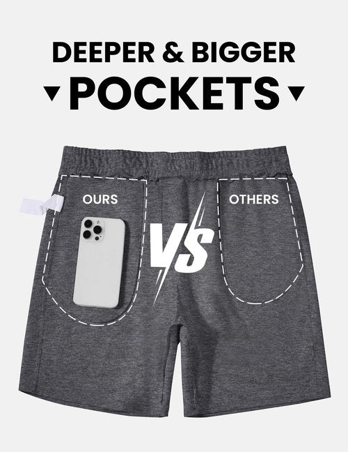 PINSPARK Men's Casual Sweat Shorts 7" Cotton Athletic Running Lounge Shorts with Drawstring Workout Gym Lightweight Dark Gray