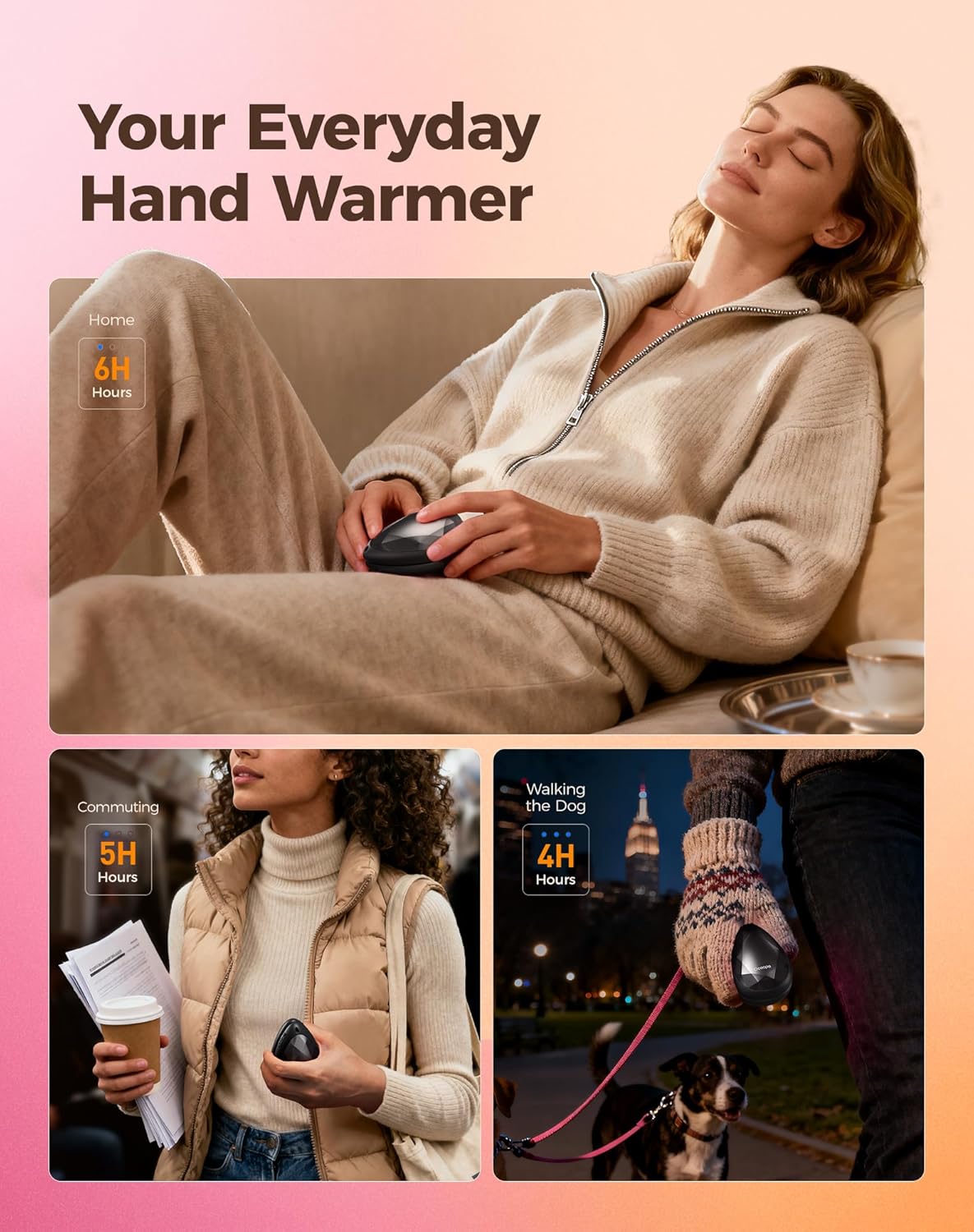 OCOOPA Rechargeable Hand Warmers - Stylish Diamond-Shape Electric Heater | 2 Pack for Hiking & Camping