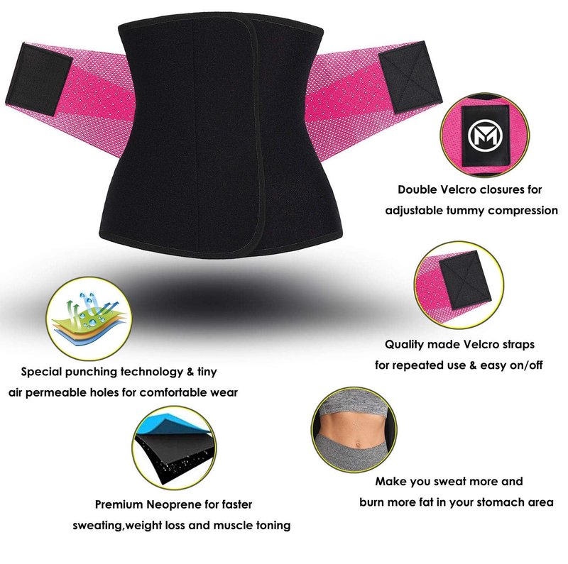 Moolida Waist Trainer for Women Waist Trimmer Workout Fitness Back Support (Hotpink,Medium)