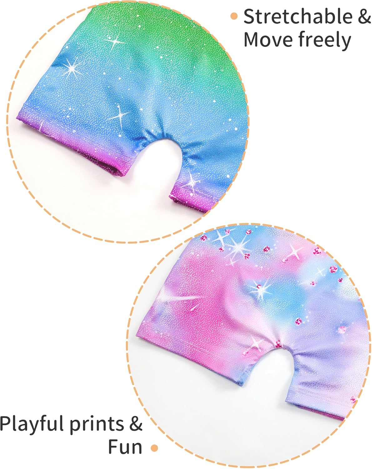 Skiennix Girls' Sparkly Gymnastics Leotard - Sleeveless Tumbling Unitard with Shorts | 2 Pack