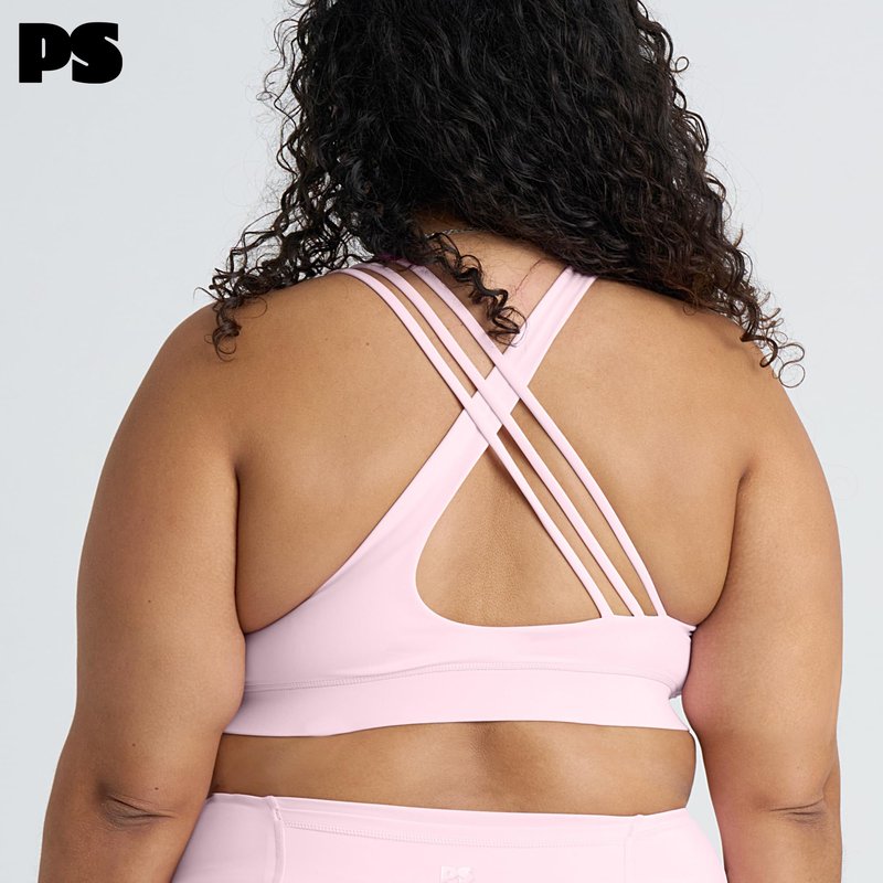 POPSUGAR Sports Bra for Women, Criss-Cross Back Padded Strappy Yoga Bra Workout Tops with Medium Support and Removable Cups Blossom, Medium
