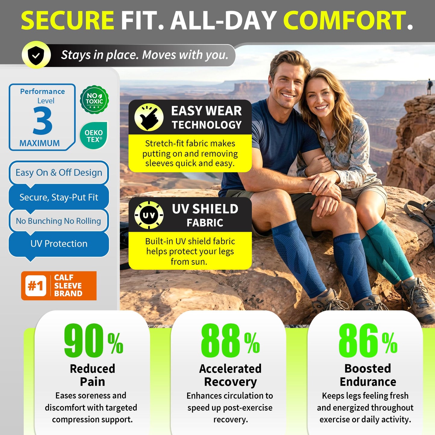 BLITZU Calf Compression Sleeves for Men and Women. Footless Compression Socks Support for Varicose Vein, Nursing, Running. Leg Sleeve Brace for Shin Splints, Pain Relief & Reduces Swelling Teal L-XL