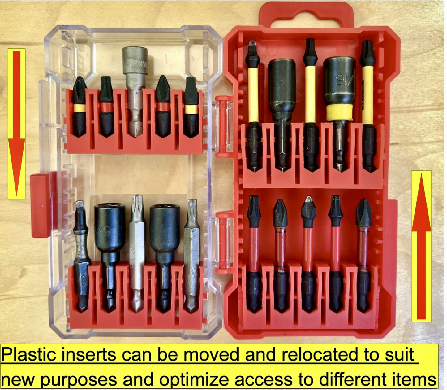 FTG USA Small Storage Container for Impact Driver Bits, Plastic Box Used as Storage Case for Countersink Drill Bit and Hex Bits