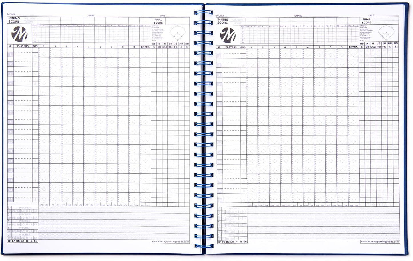 Murray Sporting Goods Premium Baseball Softball Scorebook - Track 60 Games | Stats Keeper for All Ages