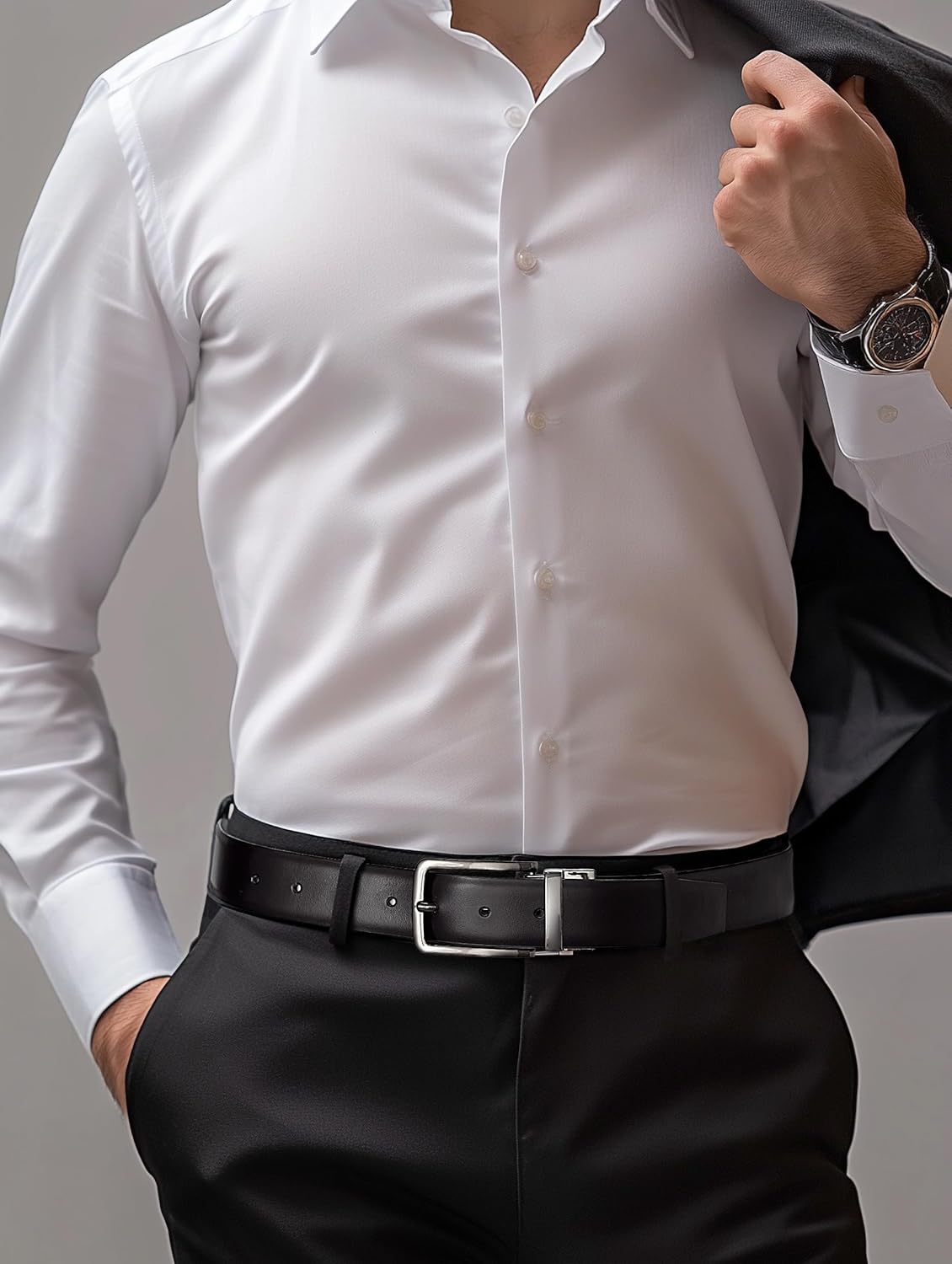MilorDE Reversible Leather Belt for Men - Adjustable Size - Dual Style Design in One Belt