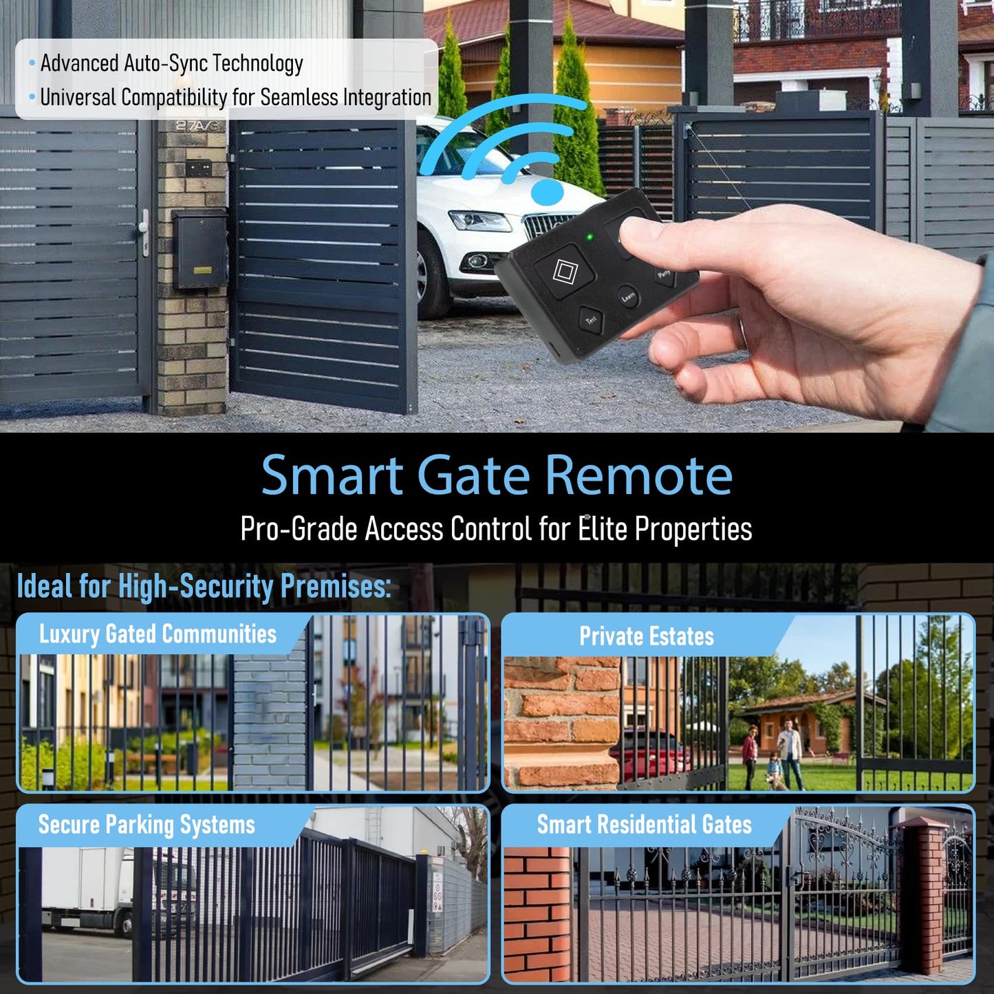 5-Button Remote Transmitter Replace for AXS1 for AXP1, Gate Opener Remote Fit Gate Opener for TSS1XP TDS2XP TSS1 TDS2 LDM2 LDM2K HDP1 HDP2 DD2U LSM1 DS1U, Adjustable Visor Clip 1Pack