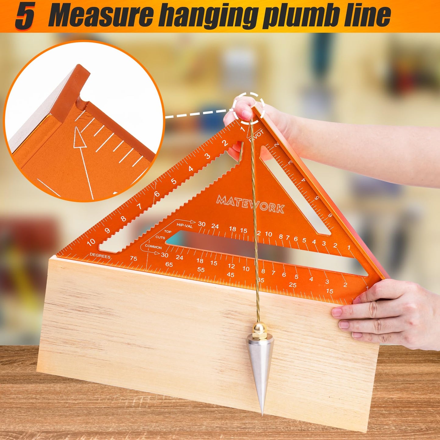 Carpenter Square 12 Inch, Matework Rafter Square for Angle Drawing Measuring Ruler, Framing Square Tool Aluminum for Woodworking, Carpentry