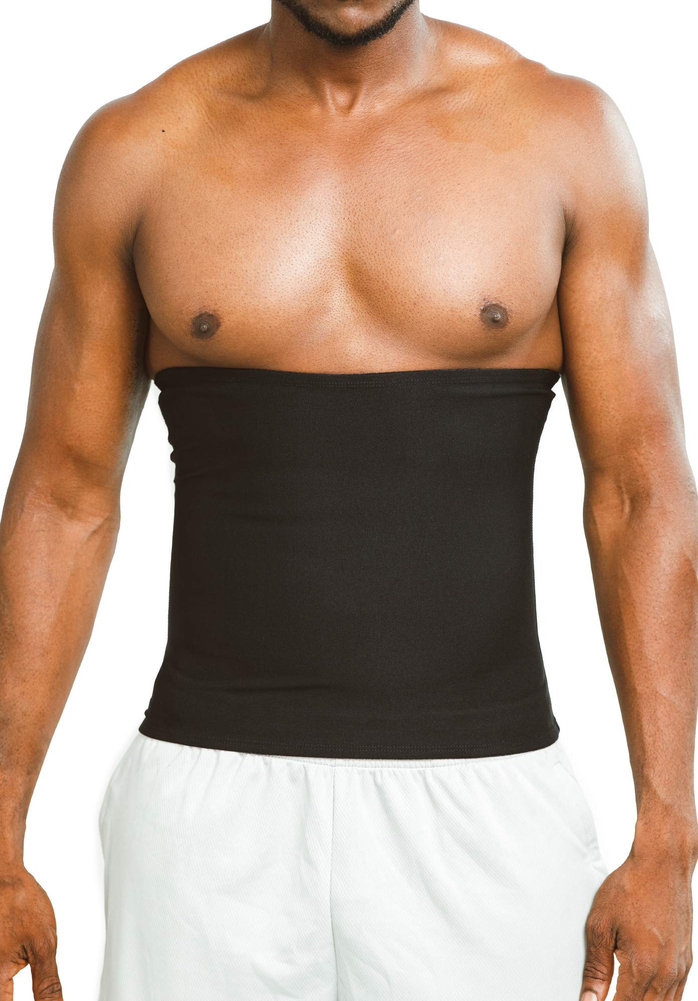 Sweat Shaper Premium Waist Trimmer for Men, Waist Trainer Sauna Belt, Neoprene-Free Waist Cincher, Sauna Slimming Belt (Black, Medium)