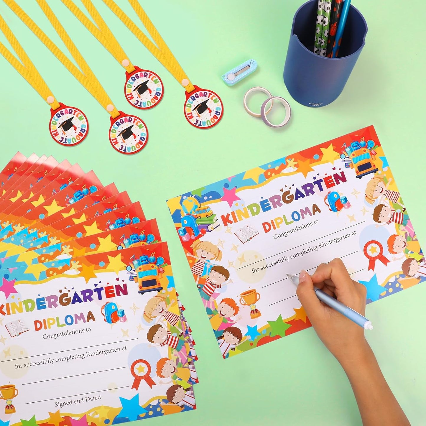 Regine Switzerland 48Pcs Graduation Medals & Certificates - Preschool Kindergarten Awards Set