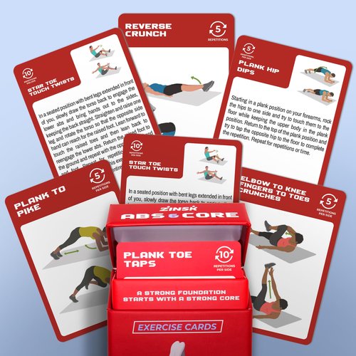 Abs and Core Exercise Cards – 75+ Workout Cards to Help Build Core Strength, Stability, Outdoor, Work from Home Fitness Workout