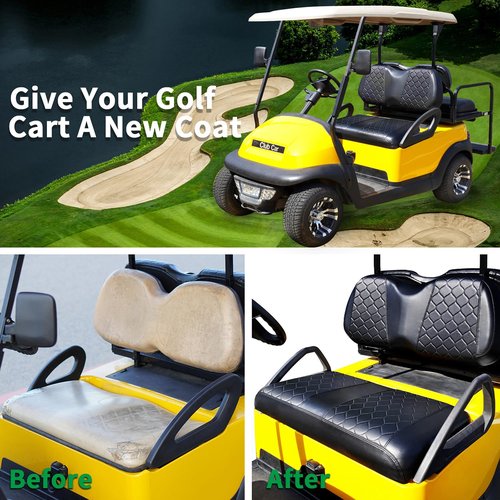 GOANYERE Golf Cart Seat Covers Kit for Club Car Precedent, OEM Ordinary Seat Cushion, Golf Cart Portable Vinyl Seat Cover (Black Golf Cart Precedent Seat Cover)