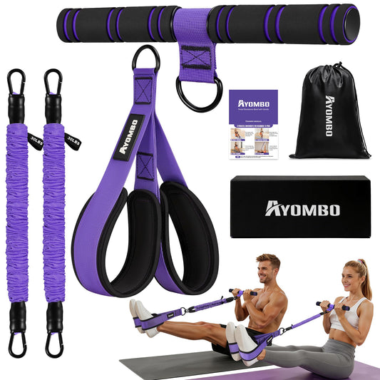 Ayombo Upgrade Pedal Resistance Band with Handle, Adjustable Tube Foot Pedal Device Puller Exercise Bands, for Abs Arm Leg Waist Workout, Core Pilates, Sit Up Fitness Equipment for Full Body Training
