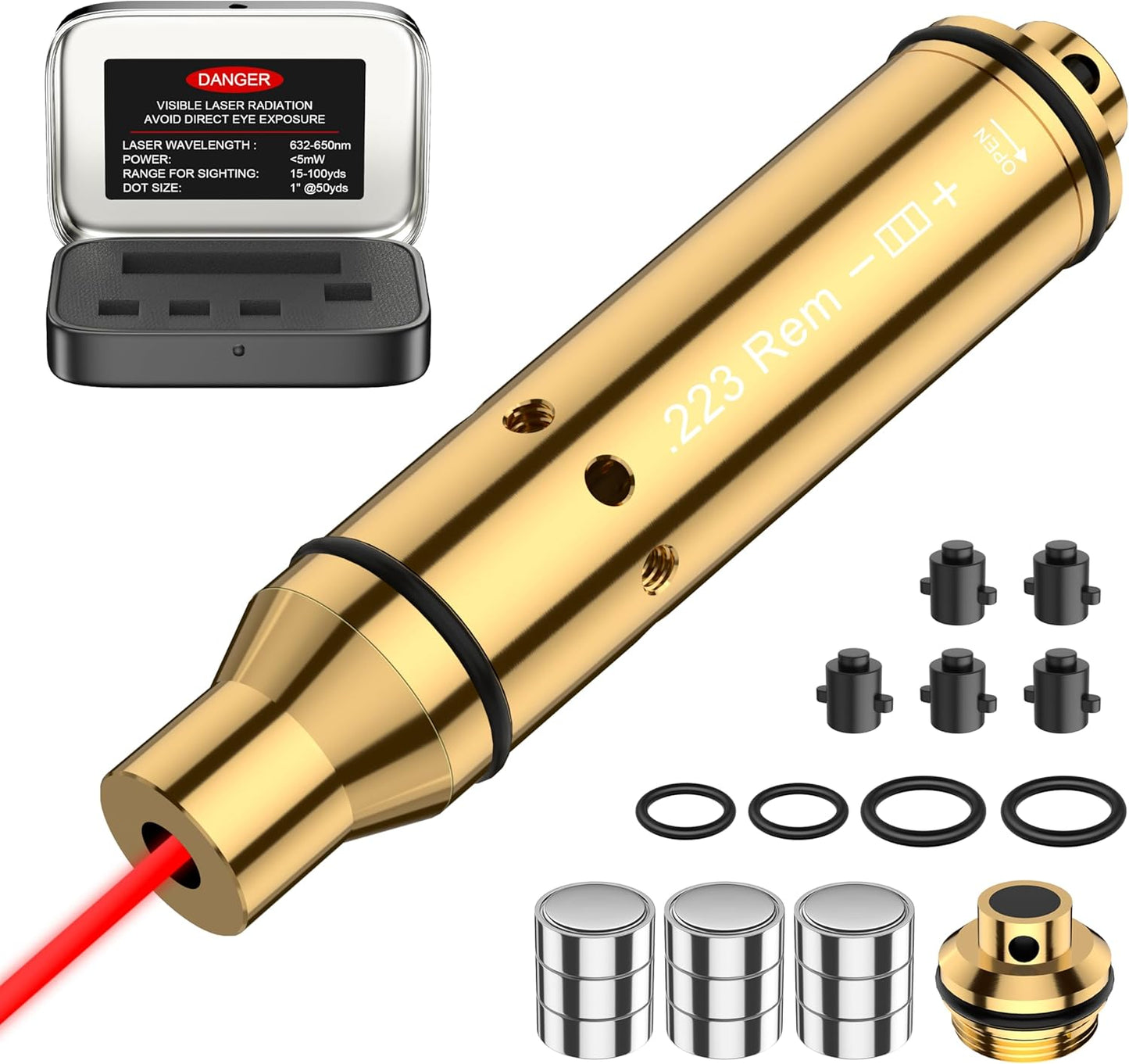223Rem Laser Training Cartridge - Dry Fire Training System with 3 Batteries for Enhanced Shooting Practice