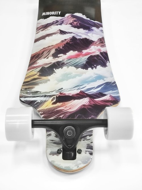 MINORITY Downhill Maple Longboard | 40-inch Drop Trough Deck | Made for Cruising Urban Commuting Ride (Coastal)