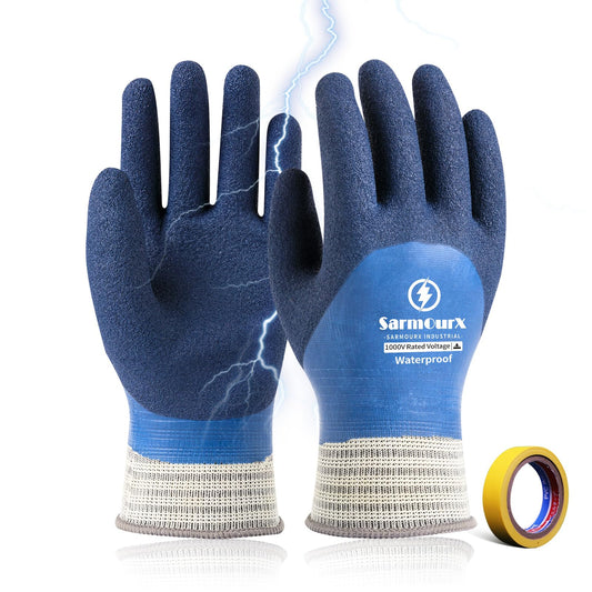 SarmourX Electrician Gloves 1000V High Voltage Insulated Work Gloves Waterproof Electrical Gloves Rubber Non-slip Design