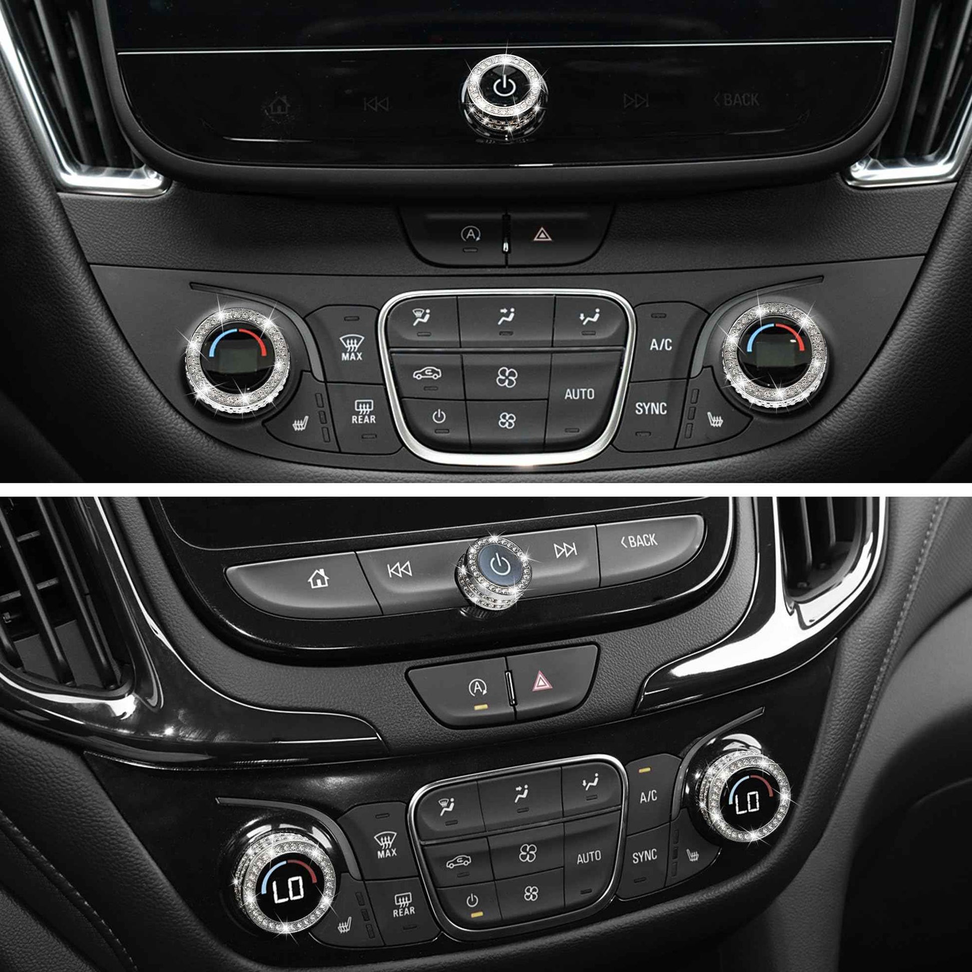 TOMALL Bling AC Air Conditioning Knob Button Cover Compatible with Chevy Equinox Malibu Volume Knob Trim Centre Console Air Conditioner Switch AC Climate Knob Cap Bling Interior Accessories for Car